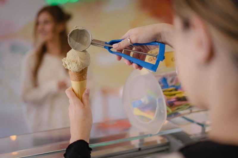 Creamy soft serve ice cream cone