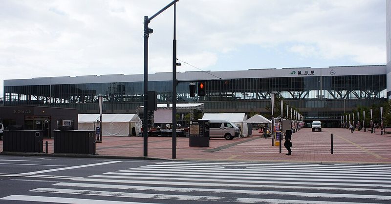 Modern JR Asahikawa Station building north entrance in Hokkaido