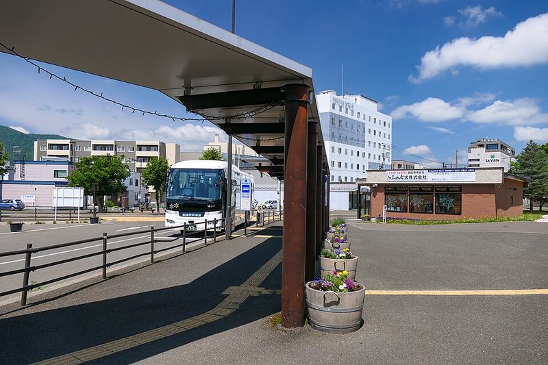 JR Furano Station bus stop area in Hokkaido