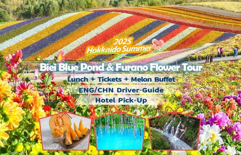 Sapporo: Furano Flower Sea & Biei Blue Pond Tour w/ Pickup - Blue Pond at 10:30 AM